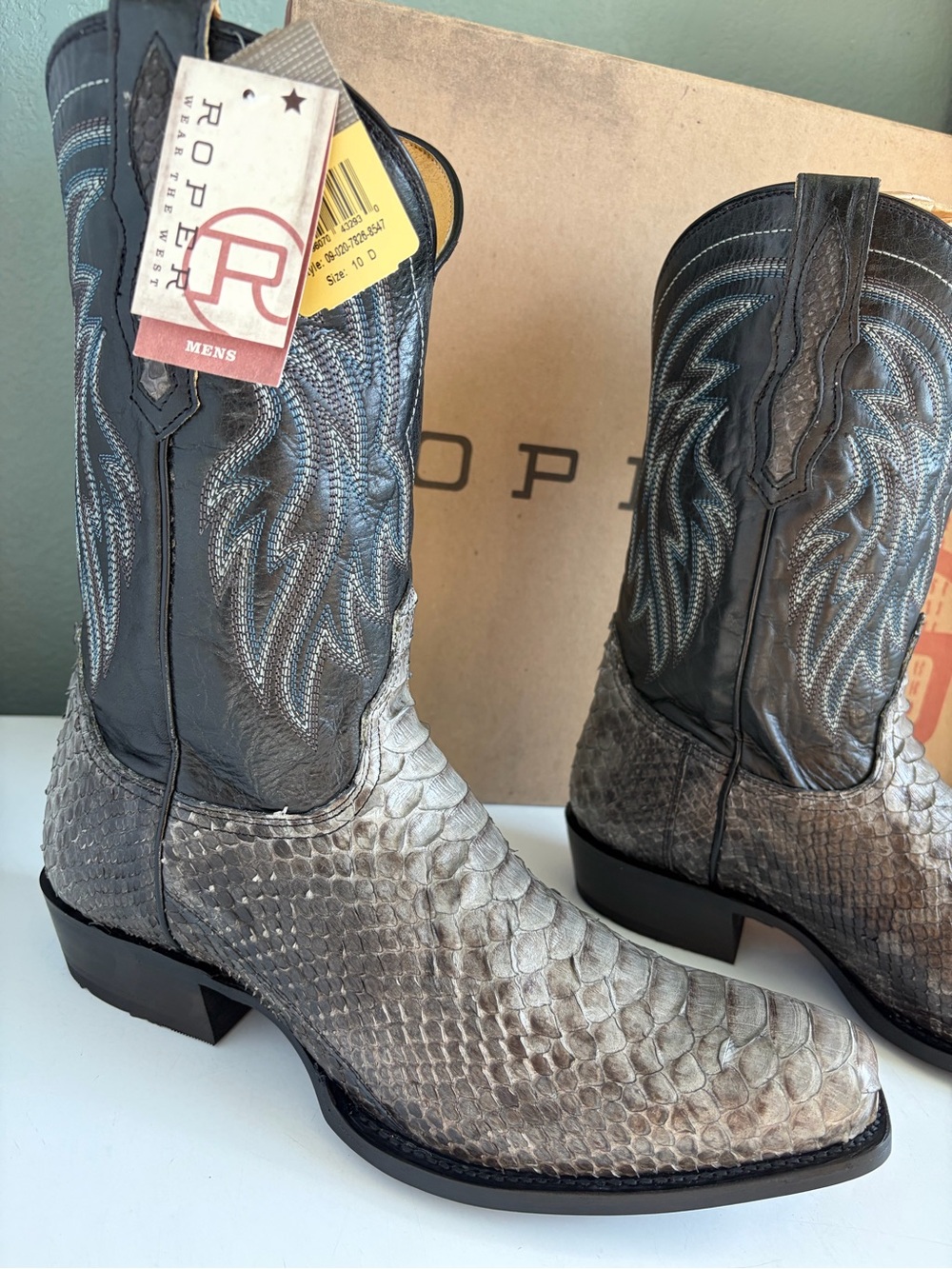 Python Cowboy Boots Roper Brand 10 D - Picture 9 of 9